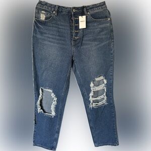 NWT Forever 21 Ripped Distressed Straight Leg Denim Jeans - Size 29